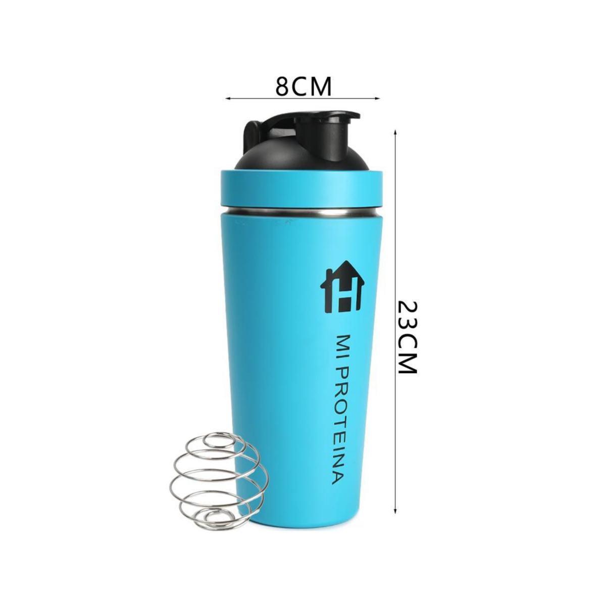 Home Universal® 750ML Botella Gim Shaker de Acero Inoxidable | BPA Free con Mezclador de Tapa Integrado | Vaso Gimnasio con Medidor | Apto para Lavavajillas | Vaso Proteína (Azul Cielo)