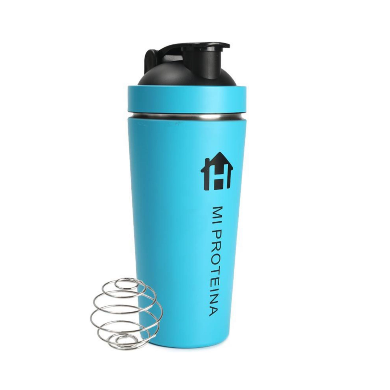 Home Universal® 750ML Botella Gim Shaker de Acero Inoxidable | BPA Free con Mezclador de Tapa Integrado | Vaso Gimnasio con Medidor | Apto para Lavavajillas | Vaso Proteína (Azul Cielo)
