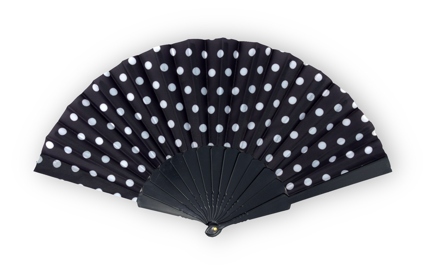 HOME UNIVERSAL Pack 12 Abanicos de Plástico con Empaquetado Individual para Regalar, Abanicos para Bodas, Comuniones, Fiestas y Eventos (Negro_Topos)