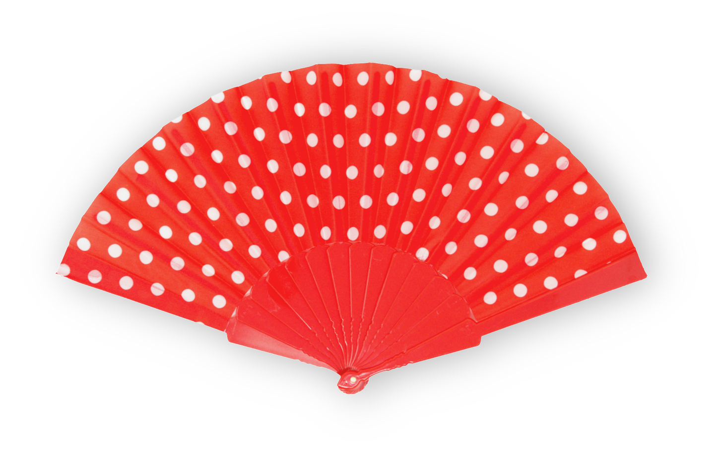 HOME UNIVERSAL Pack 12 Abanicos de Plástico con Empaquetado Individual para Regalar, Abanicos para Bodas, Comuniones, Fiestas y Eventos (Rojo_Topos)