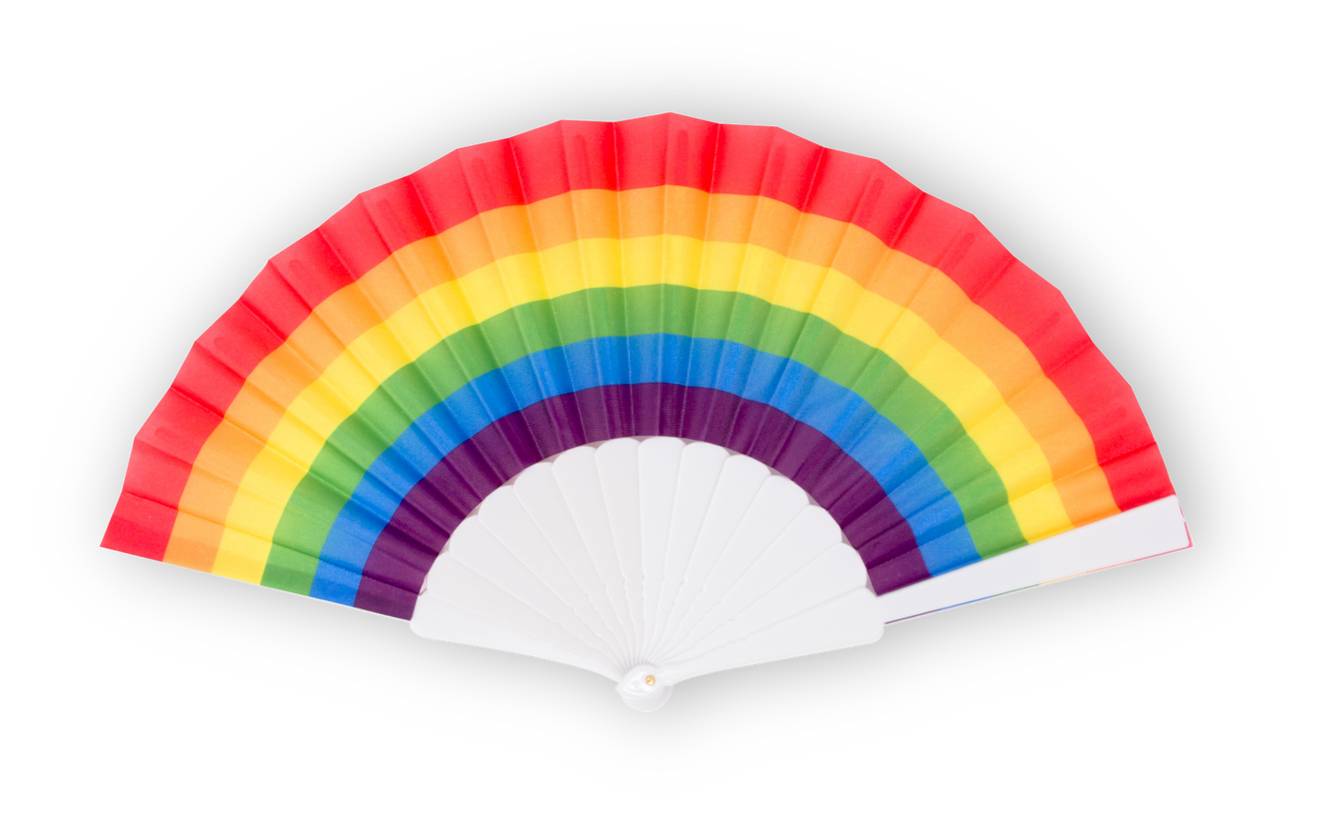 HOME UNIVERSAL Pack 12 Abanicos de Plástico con Empaquetado Individual para Regalar, Abanicos para Bodas, Comuniones, Fiestas y Eventos (Arcoiris_Orgullo)