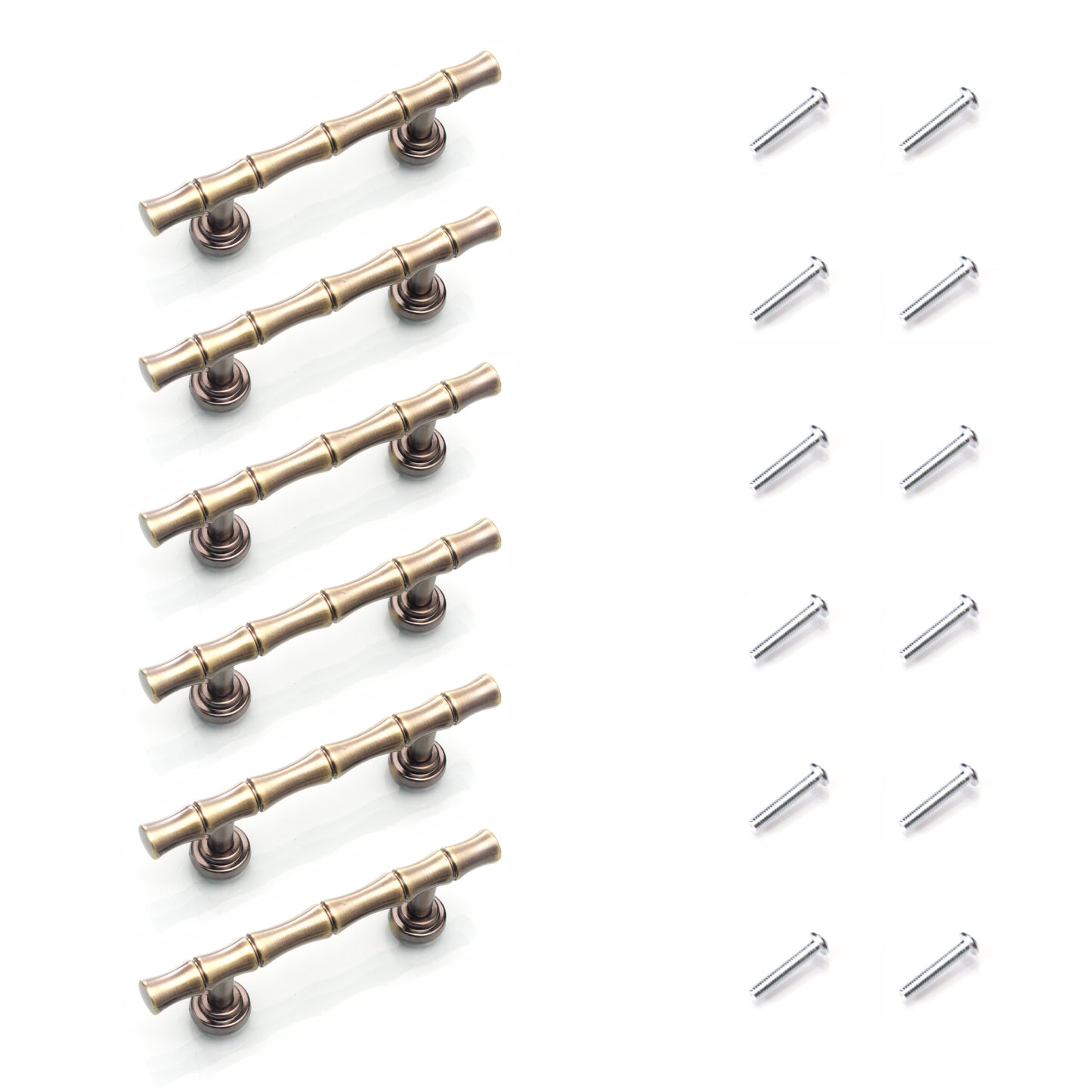HOME UNIVERSAL | 6 Piezas Tiradores Vintage Bronce, Tiradores Perillas para Cajones, Tiradores Péndulo, Pomos para Muebles con Tornillos para Cajón, Cocina, Baño, Armario, Tocador (Bambu_9.7cm)
