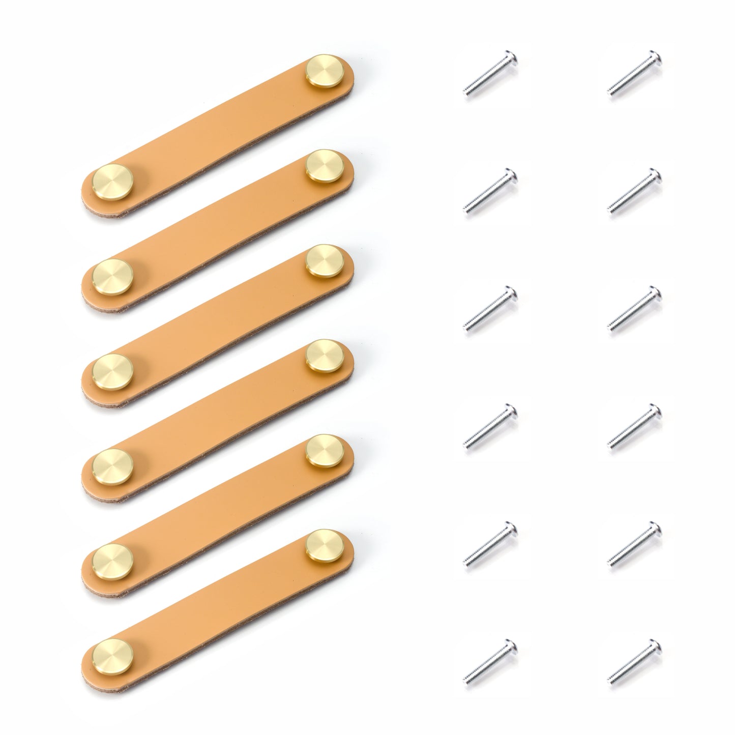 HOME UNIVERSAL | Pomos Tiradores de Cuero Sintético | Tiradores para Armarios y Cajones | Tiradores y Pomos para el Baño | Decoraciones Originales | Tornillos Incluidos | (Tirador_Beige_13.8cm)