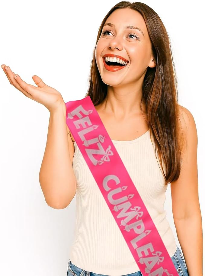 Home Universal® Banda Feliz Cumpleaños – Cinta Decorativa para Fiesta y Photocall, Accesorio para Mujer, Hombre y Niños, Diseño Elegante con Letras Doradas, Ideal para Celebraciones y Sesiones de Fotos (Estampado - 1 unidad)