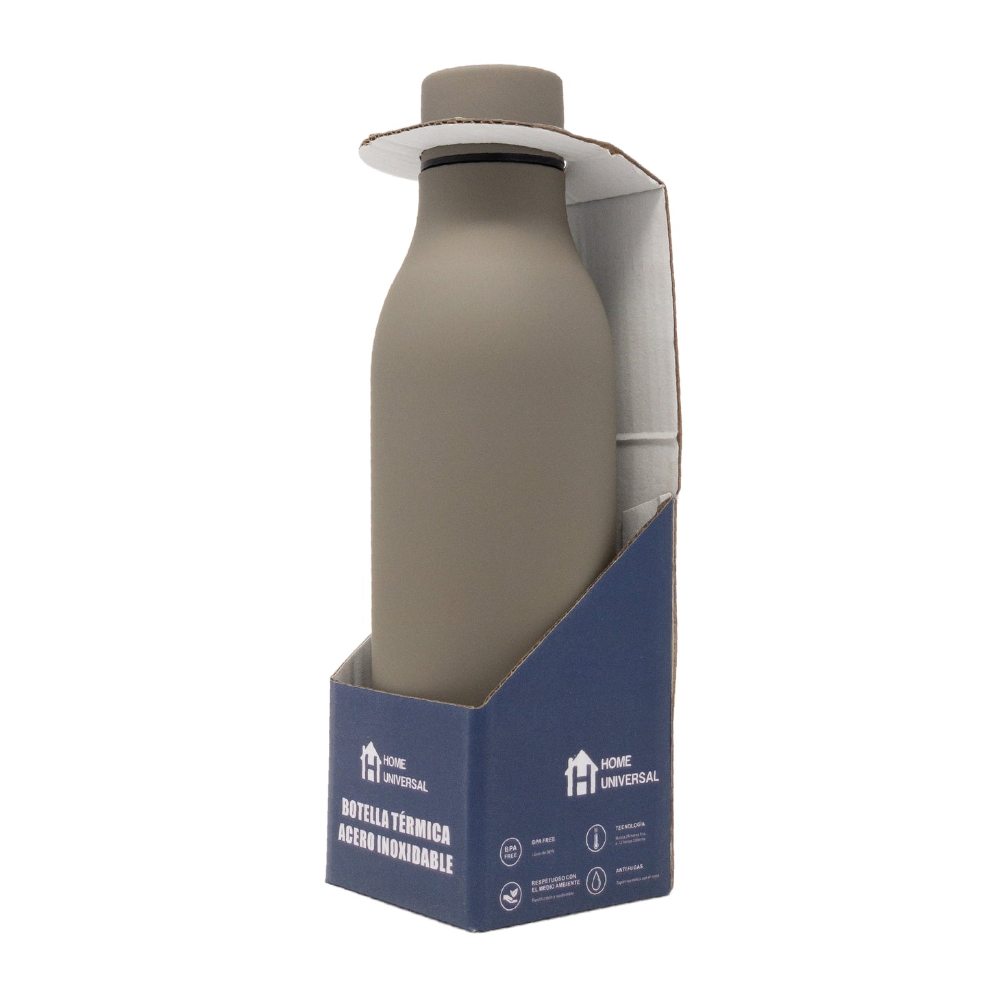 HOME UNIVERSAL | BOTELLA TERMO 550ML | TACTO SEDA (GRIS)