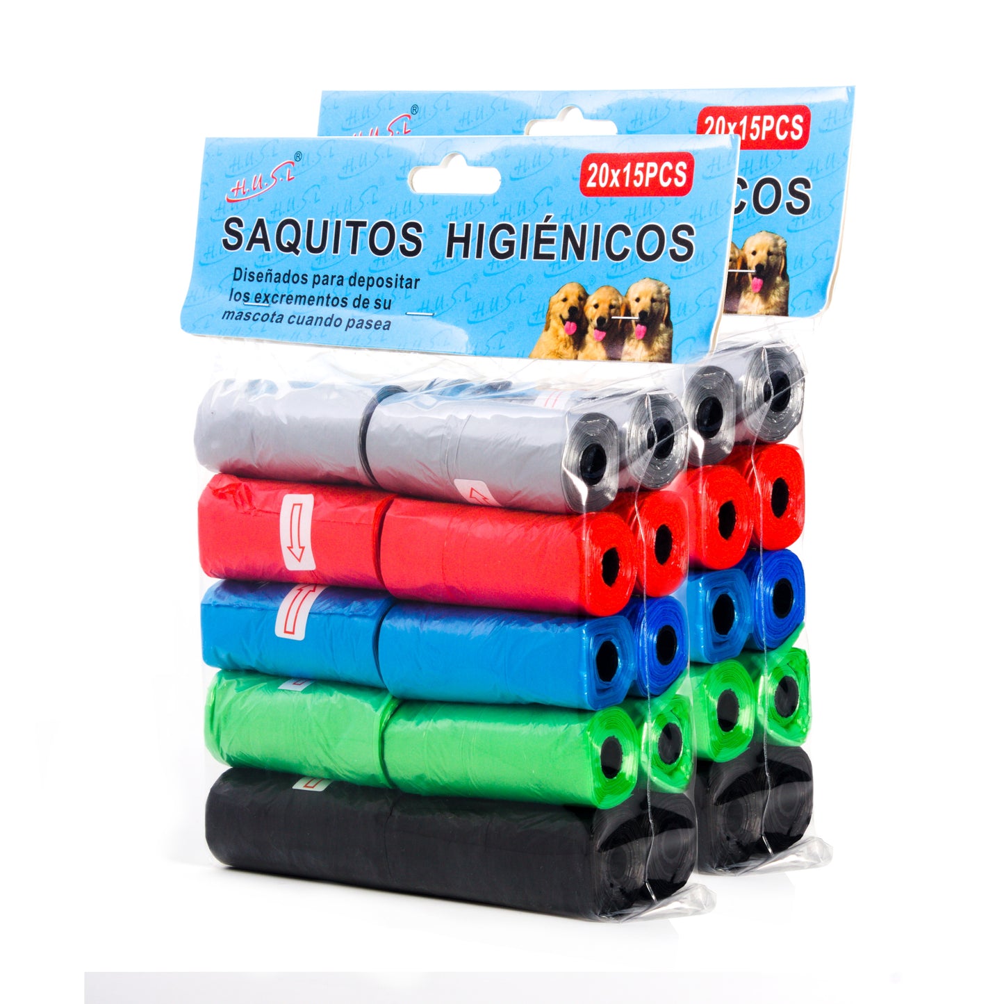 HOME UNIVERSAL | Bolsas para excrementos de perros (Pack 600 Bolsas_Colores)