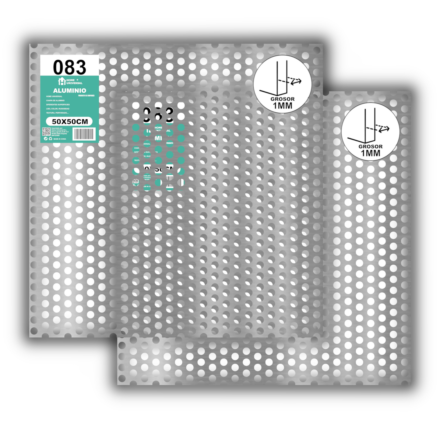 ome Universal® Chapa de Aluminio Estriada, Lisa, Malla y Perforada (Cuadrada, Ovalada, Redonda), Rugosa – Lámina Metálica Resistente Anticorrosión para Bricolaje e Industria Superficie (Perforada Redondo) - Perforada Redondo-8MM (50X50CM - 1MM)