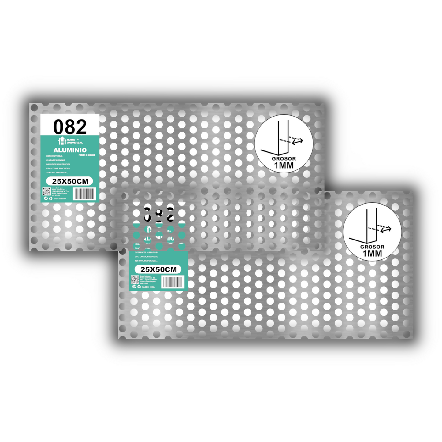 ome Universal® Chapa de Aluminio Estriada, Lisa, Malla y Perforada (Cuadrada, Ovalada, Redonda), Rugosa – Lámina Metálica Resistente Anticorrosión para Bricolaje e Industria Superficie (Perforada Redondo) - Perforada Redondo-8MM (25X50CM - 1MM)