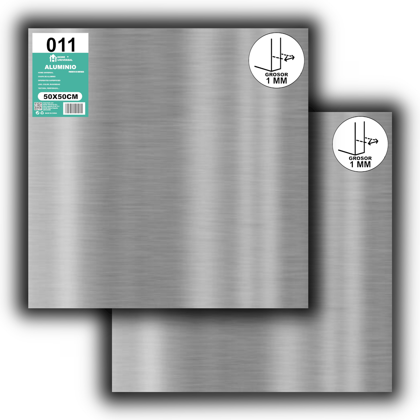 ome Universal® Chapa de Aluminio Estriada, Lisa, Malla y Perforada (Cuadrada, Ovalada, Redonda), Rugosa – Lámina Metálica Resistente Anticorrosión para Bricolaje e Industria (Superficie (Liso)) - Mate (50X50CM - 1MM)
