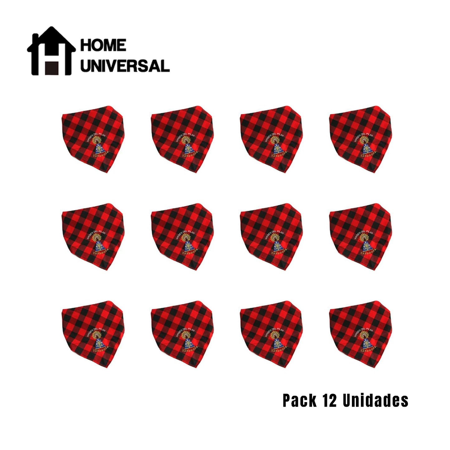 Pack 12 Cachirulos Aragoneses 95cm, Pañuelos Fiestas del Pilar, Zorongos zaragozanos (Bordado Azul)