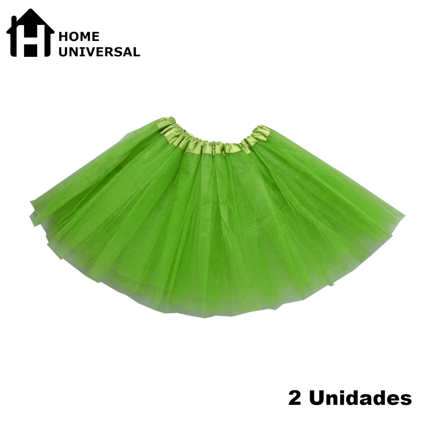 Home Universal® Falda de Tul Mujer – Tutú Clásico de 3 Capas con Cintura Elástica, Falda Corta de Tul para Fiesta, Disfraz, Danza, Ballet y Cosplay (Pack 2 Unidades - 12 x 29 CM)