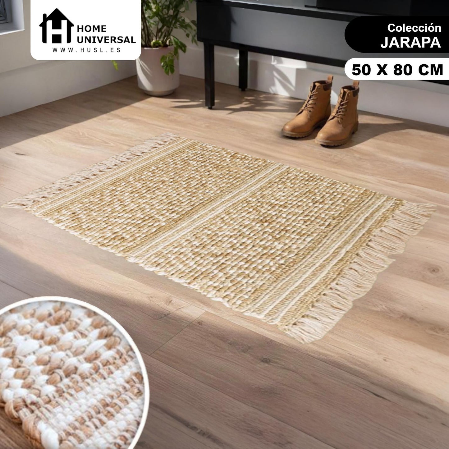 Home Universal® Alfombra Jarapa de Algodón Lavable | Diseño Geométrico Artesanal | Decoración Boho Mediterránea para Salón, Dormitorio, Pasillo y Cocina | Suave, Ligera y Resistente | Rombos con líneas