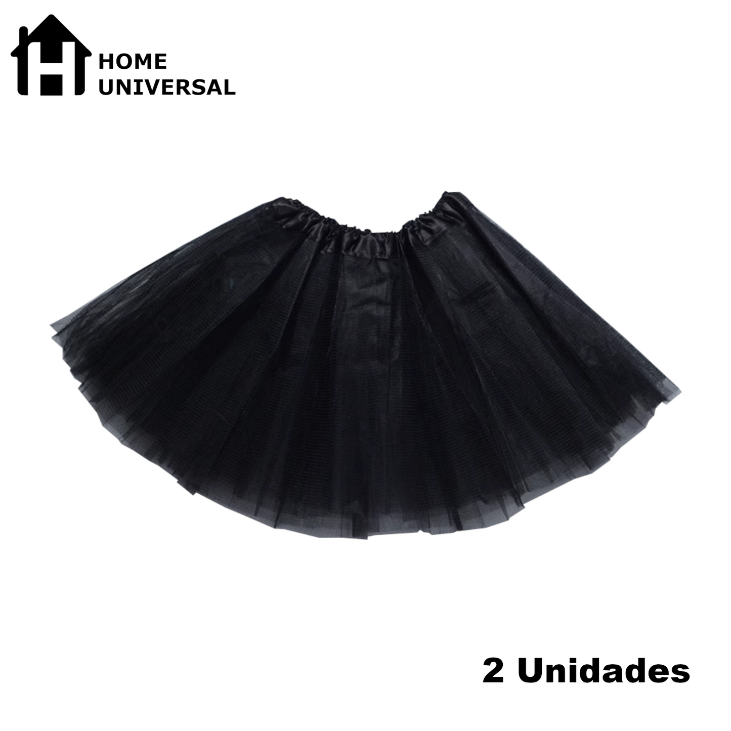 Home Universal® Falda de Tul Mujer – Tutú Clásico de 3 Capas con Cintura Elástica, Falda Corta de Tul para Fiesta, Disfraz, Danza, Ballet y Cosplay (Pack 2 Unidades - 12 x 29 CM)