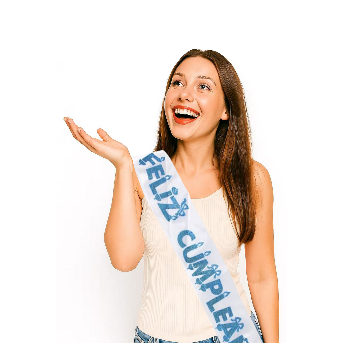 Home Universal® Banda Feliz Cumpleaños – Cinta Decorativa para Fiesta y Photocall, Accesorio para Mujer, Hombre y Niños, Diseño Elegante con Letras Doradas, Ideal para Celebraciones y Sesiones de Fotos (Con letra "Feliz cumpleaños" - 1 unidad)