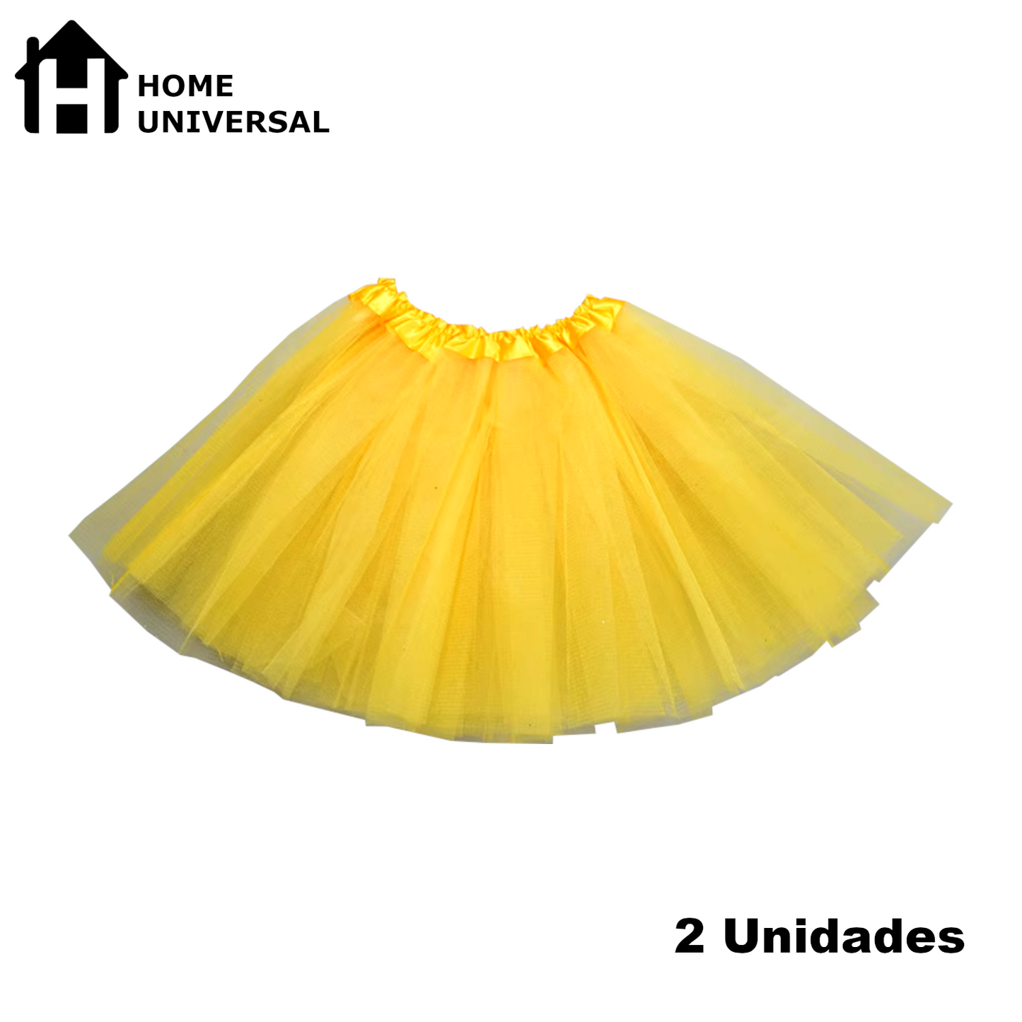 Home Universal® Falda de Tul Mujer – Tutú Clásico de 3 Capas con Cintura Elástica, Falda Corta de Tul para Fiesta, Disfraz, Danza, Ballet y Cosplay (Pack 2 Unidades - 12 x 29 CM)