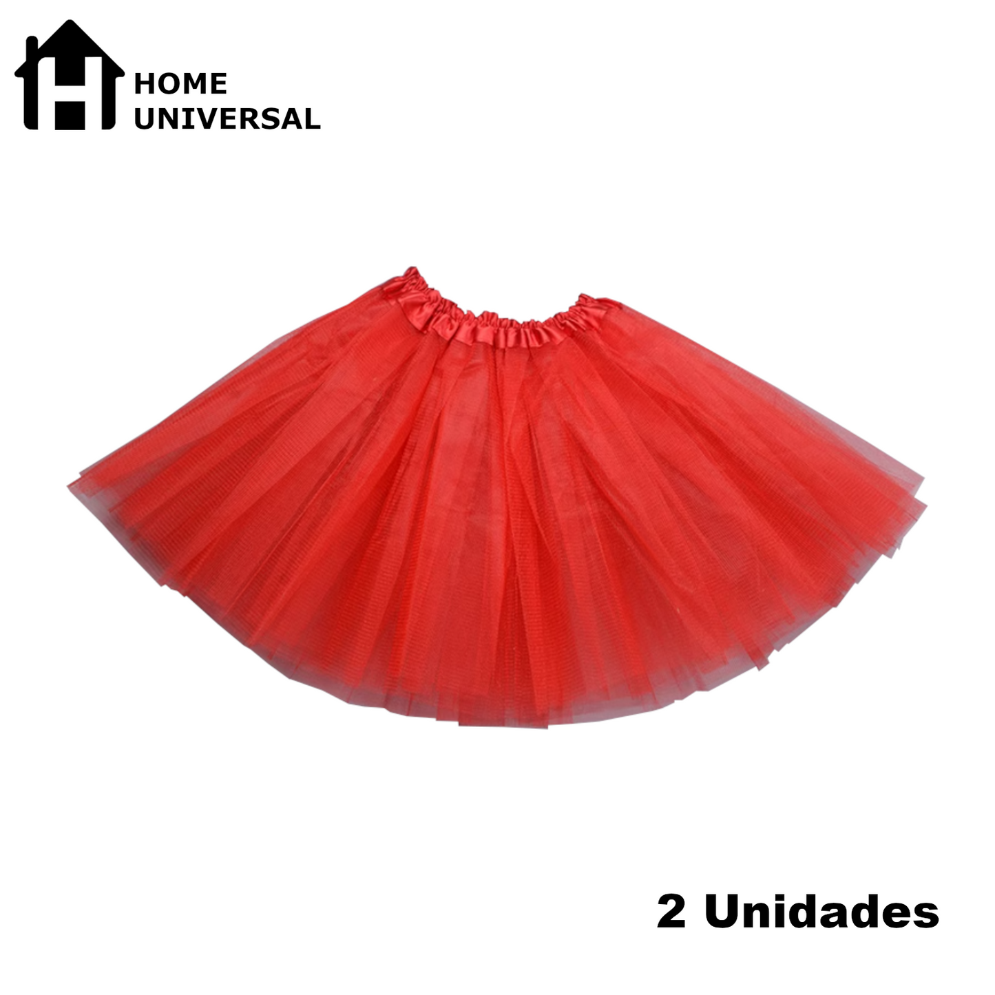 Home Universal® Falda de Tul Mujer – Tutú Clásico de 3 Capas con Cintura Elástica, Falda Corta de Tul para Fiesta, Disfraz, Danza, Ballet y Cosplay (Pack 2 Unidades - 12 x 29 CM)
