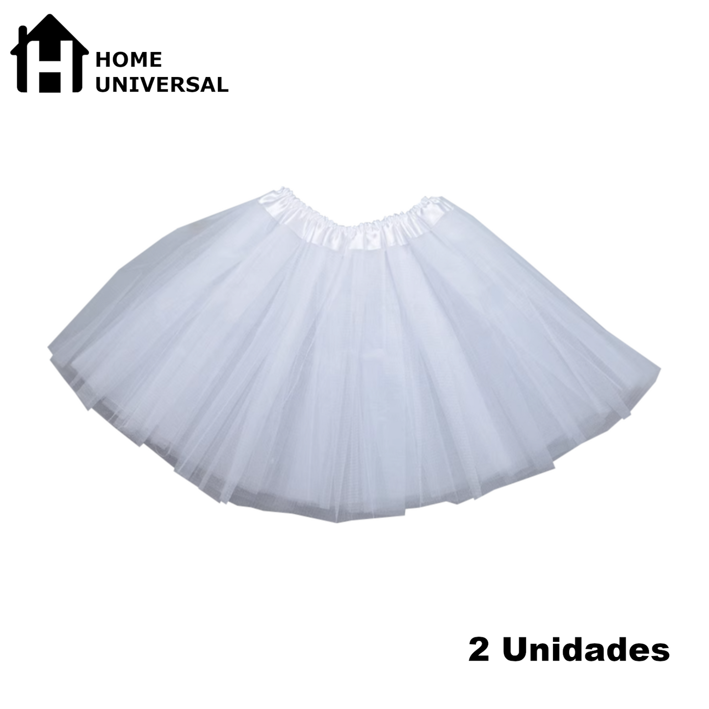 Home Universal® Falda de Tul Mujer – Tutú Clásico de 3 Capas con Cintura Elástica, Falda Corta de Tul para Fiesta, Disfraz, Danza, Ballet y Cosplay (Pack 2 Unidades - 15 x 45 CM)
