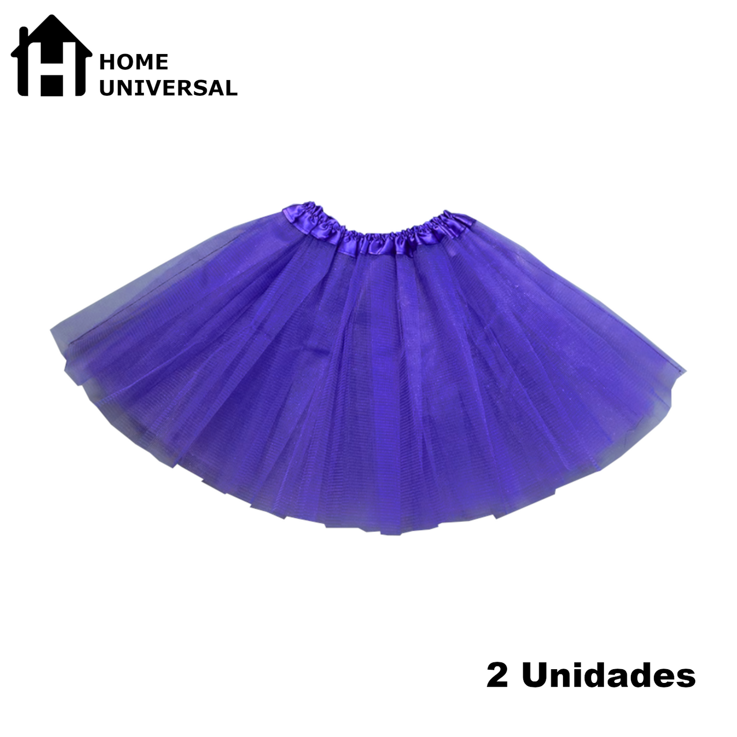 Home Universal® Falda de Tul Mujer – Tutú Clásico de 3 Capas con Cintura Elástica, Falda Corta de Tul para Fiesta, Disfraz, Danza, Ballet y Cosplay (Pack 2 Unidades - 12 x 29 CM)