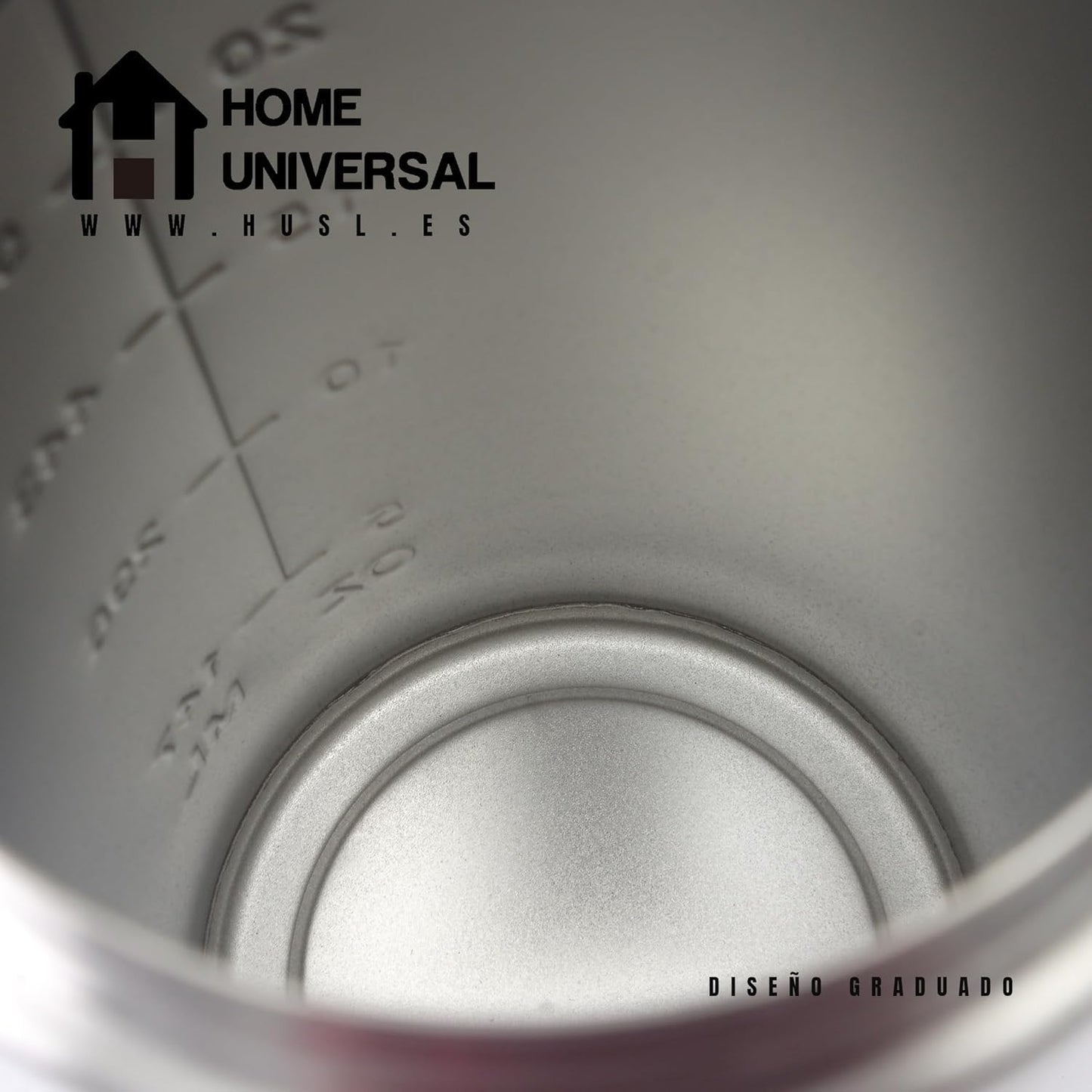 Home Universal® 750ML Botella Gim Shaker de Acero Inoxidable | BPA Free con Mezclador de Tapa Integrado | Vaso Gimnasio con Medidor | Apto para Lavavajillas | Vaso Proteína (Acero)