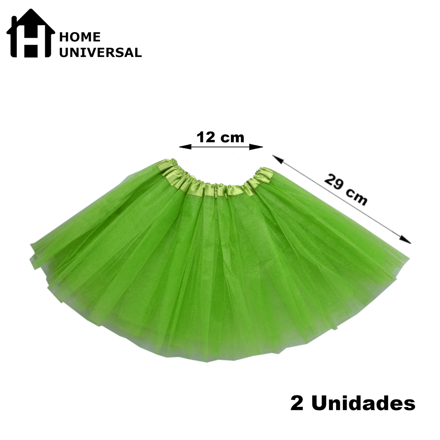Home Universal® Falda de Tul Mujer – Tutú Clásico de 3 Capas con Cintura Elástica, Falda Corta de Tul para Fiesta, Disfraz, Danza, Ballet y Cosplay (Pack 2 Unidades - 12 x 29 CM)