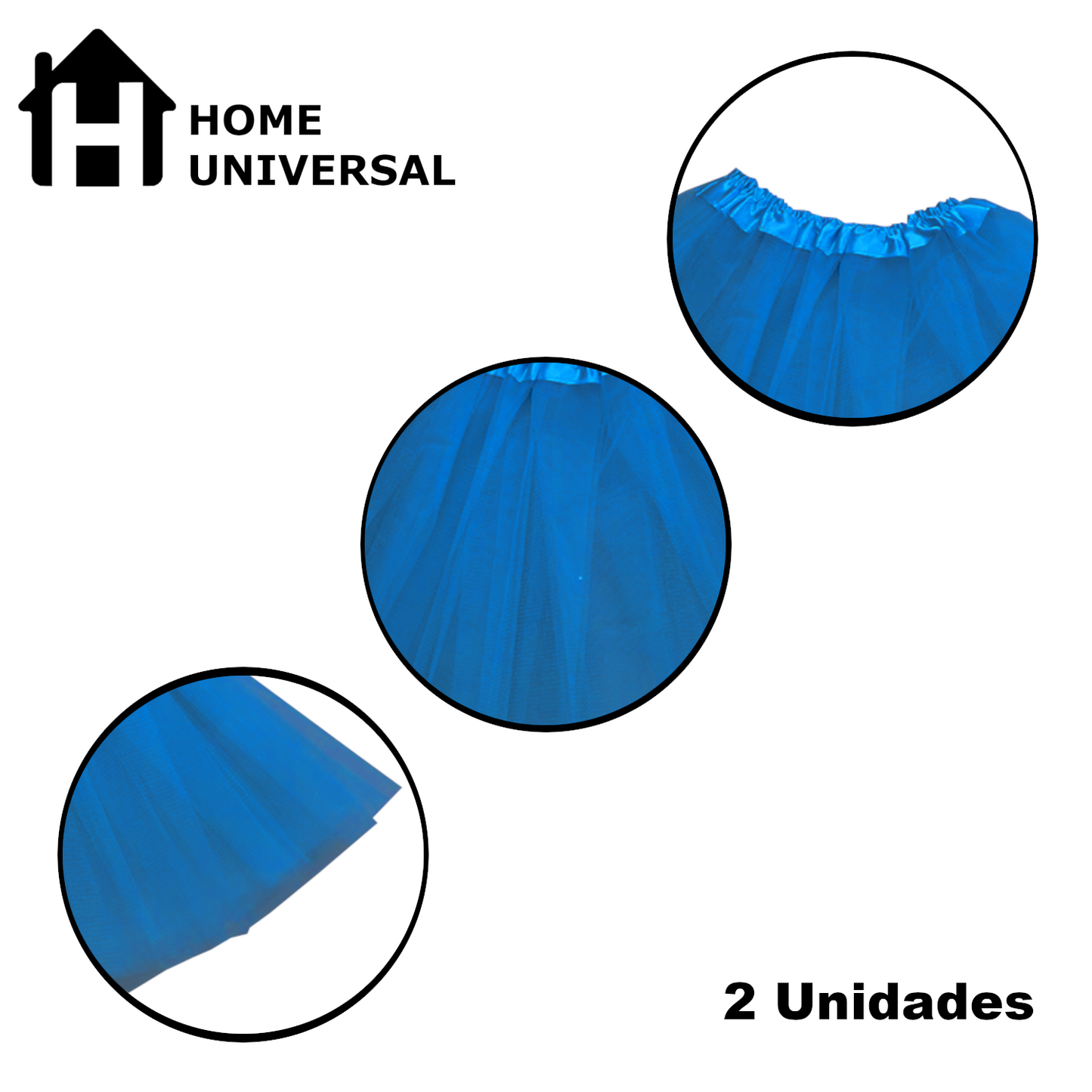 Home Universal® Falda de Tul Mujer – Tutú Clásico de 3 Capas con Cintura Elástica, Falda Corta de Tul para Fiesta, Disfraz, Danza, Ballet y Cosplay (Pack 2 Unidades - 12 x 29 CM)