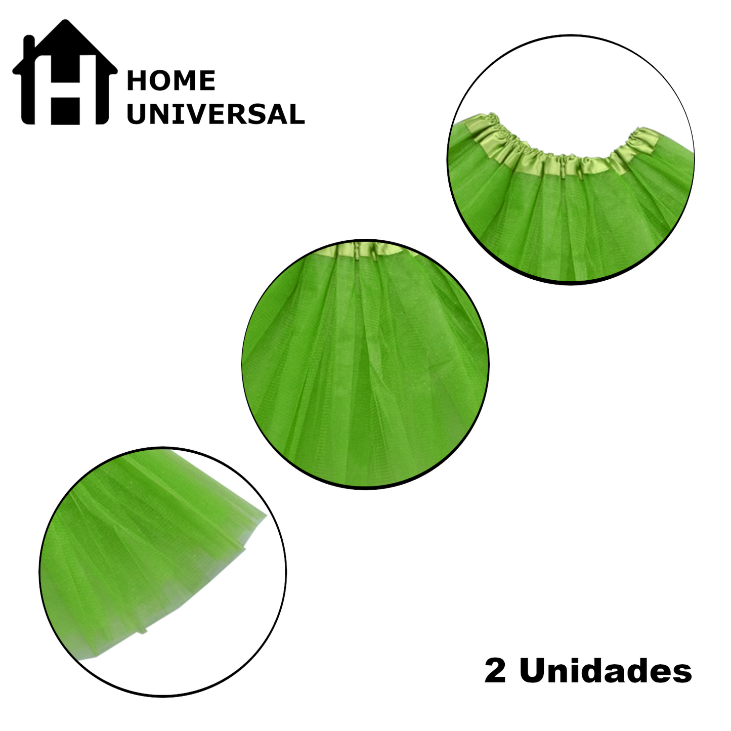 Home Universal® Falda de Tul Mujer – Tutú Clásico de 3 Capas con Cintura Elástica, Falda Corta de Tul para Fiesta, Disfraz, Danza, Ballet y Cosplay (Pack 2 Unidades - 12 x 29 CM)