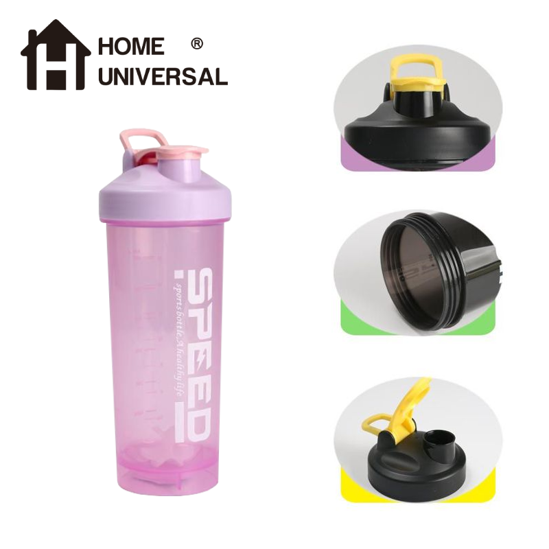 Home Universal®Botella Shaker 800ml con Mixball – Agitadora para Proteínas en Polvo, Sin Fugas, Plástico Resistente con Tapa – Ideal para Fitness, Gimnasio y Deportes