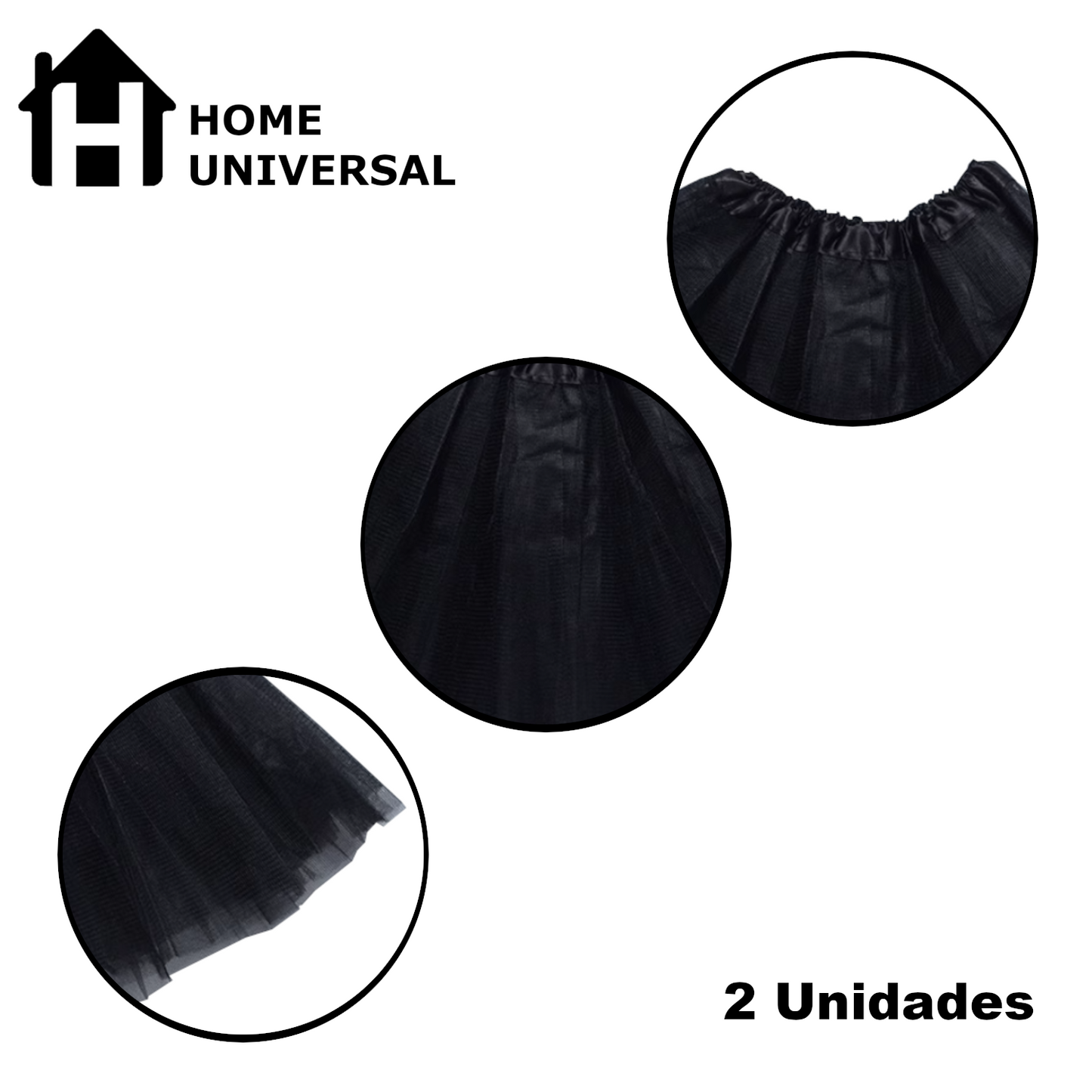 Home Universal® Falda de Tul Mujer – Tutú Clásico de 3 Capas con Cintura Elástica, Falda Corta de Tul para Fiesta, Disfraz, Danza, Ballet y Cosplay (Pack 2 Unidades - 12 x 29 CM)