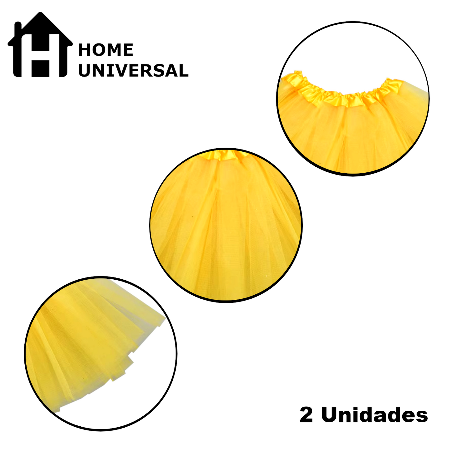 Home Universal® Falda de Tul Mujer – Tutú Clásico de 3 Capas con Cintura Elástica, Falda Corta de Tul para Fiesta, Disfraz, Danza, Ballet y Cosplay (Pack 2 Unidades - 15 x 45 CM)