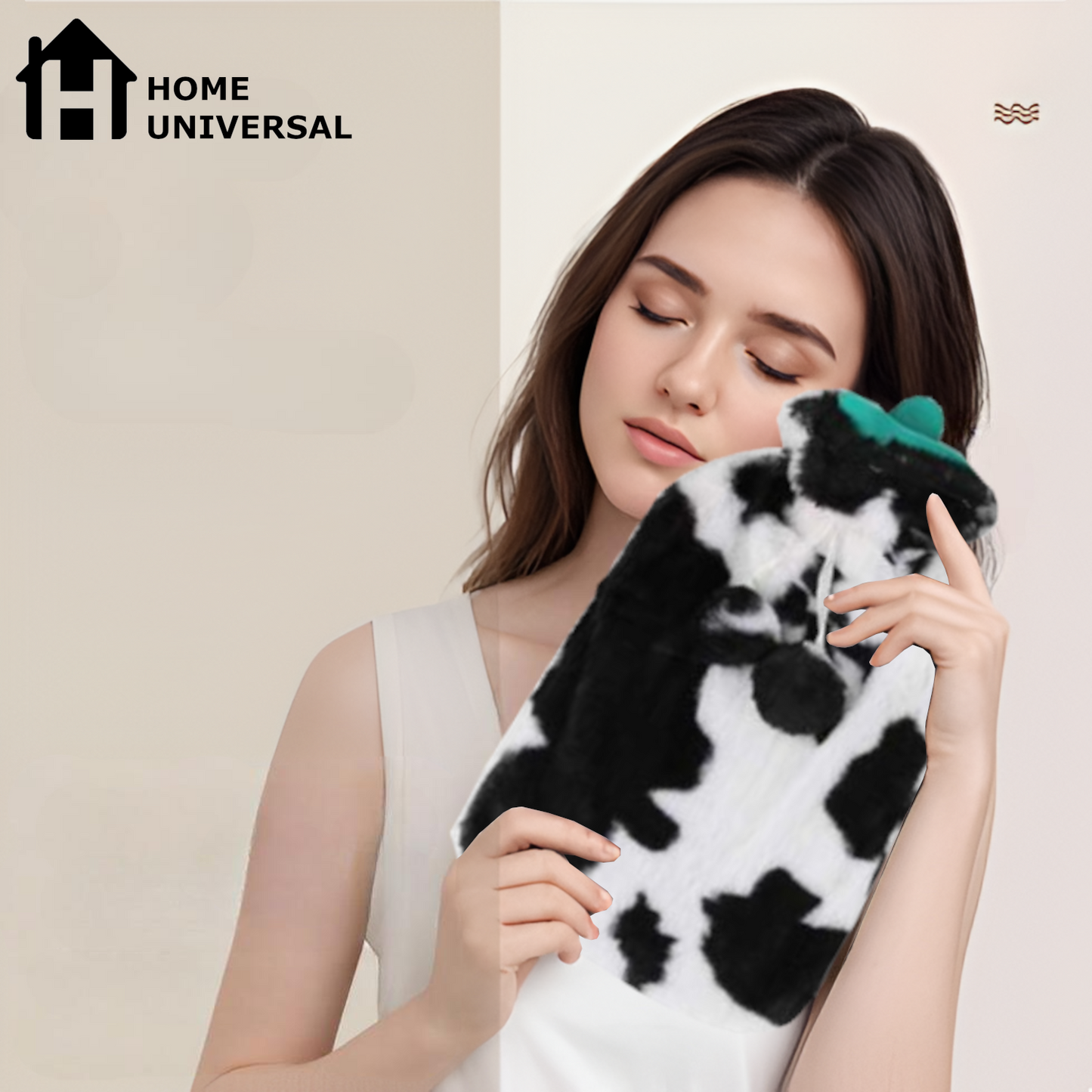 Home Universal | Bolsa de Agua Caliente (Estampado Vaca Rosa Coral)