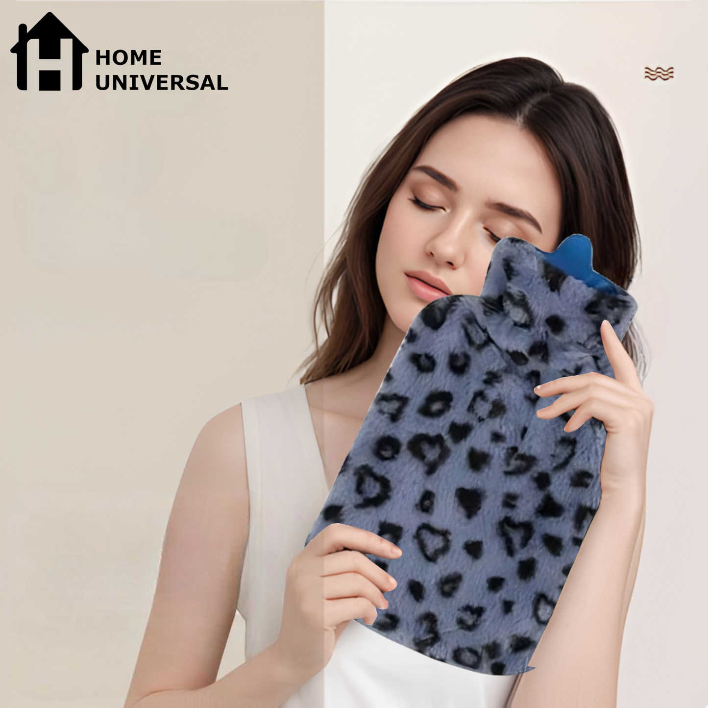 Home Universal | Bolsa de Agua Caliente (Estampado Leopardo Beige)