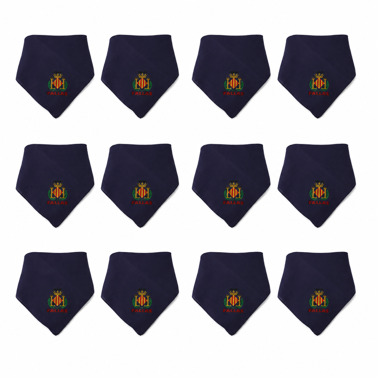 Home Universal® Pañuelo Fallero de Valencia con Escudo, Azul y Blanco 57x57cm, Azul 55x55cm – Pañuelo Tradicional para Fallas y Fiestas Valencianas (Azul)(12 UNIDADES))