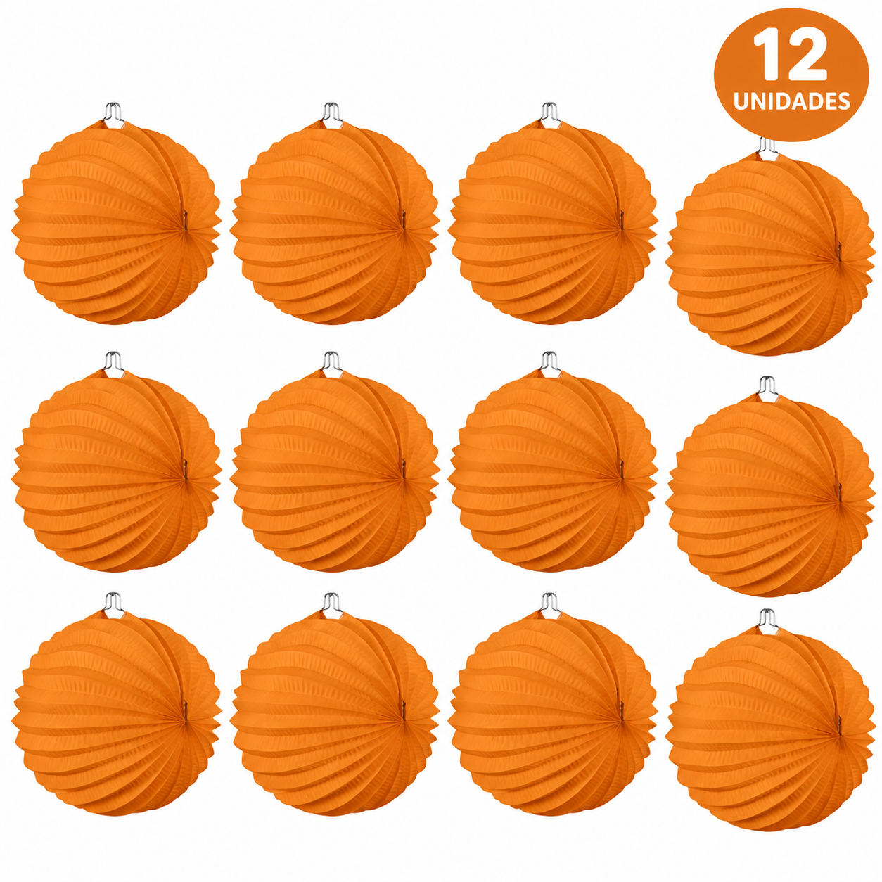 Home Universal® 12 Farolillos Japoneses de Papel, Decoración Colgante Multicolor para Cumpleaños, Bodas, Jardín y Celebraciones (Farolillo Redondo Naranja)