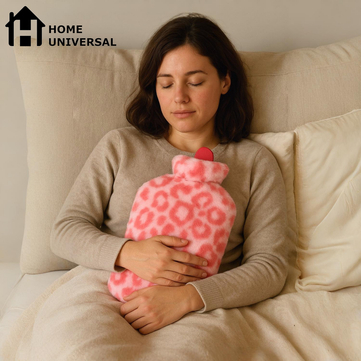 Home Universal | Bolsa de Agua Caliente (Gris Claro Corazones)