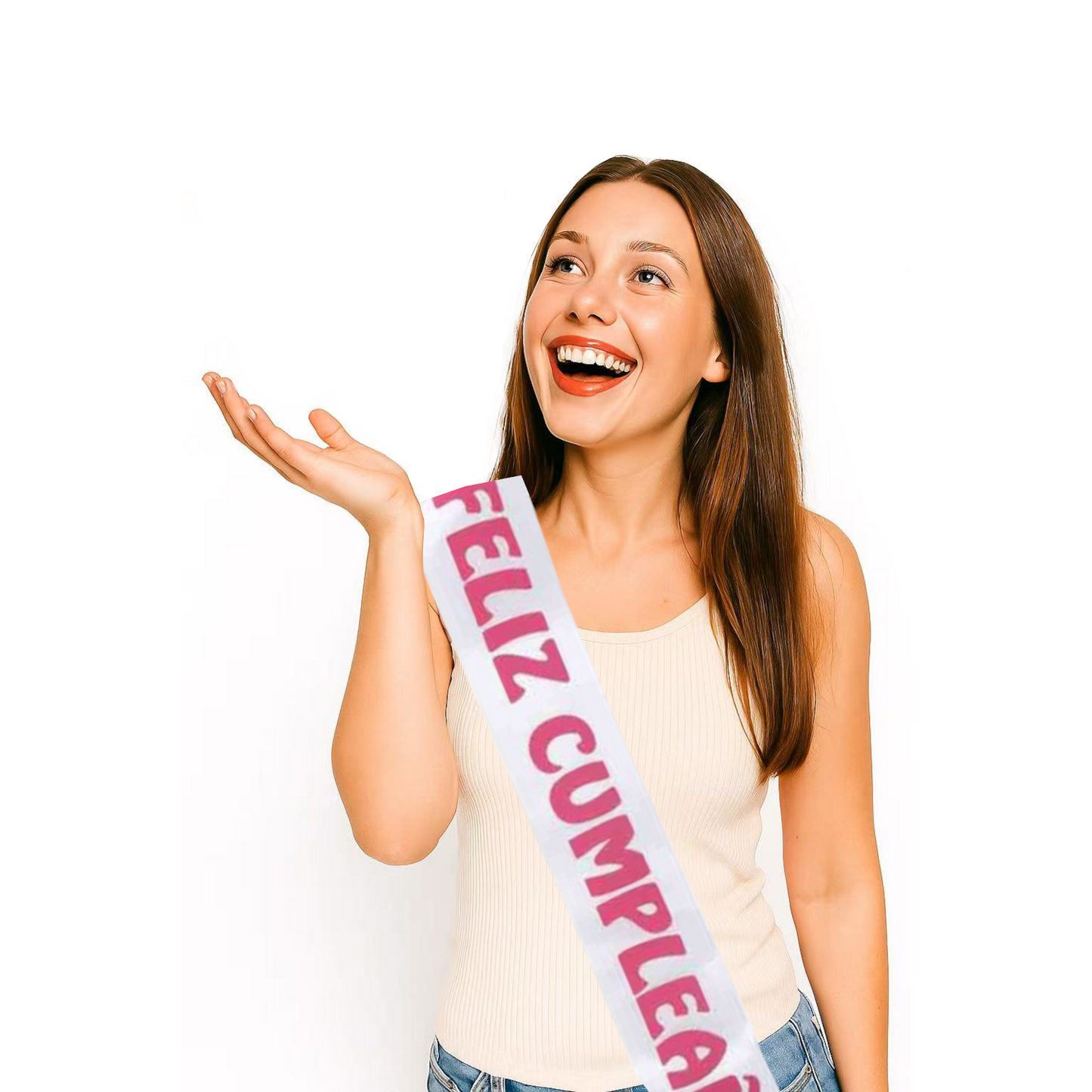 Home Universal® Banda Feliz Cumpleaños – Cinta Decorativa para Fiesta y Photocall, Accesorio para Mujer, Hombre y Niños, Diseño Elegante con Letras Doradas, Ideal para Celebraciones y Sesiones de Fotos (Con letra "Feliz cumpleaños" - 1 unidad)