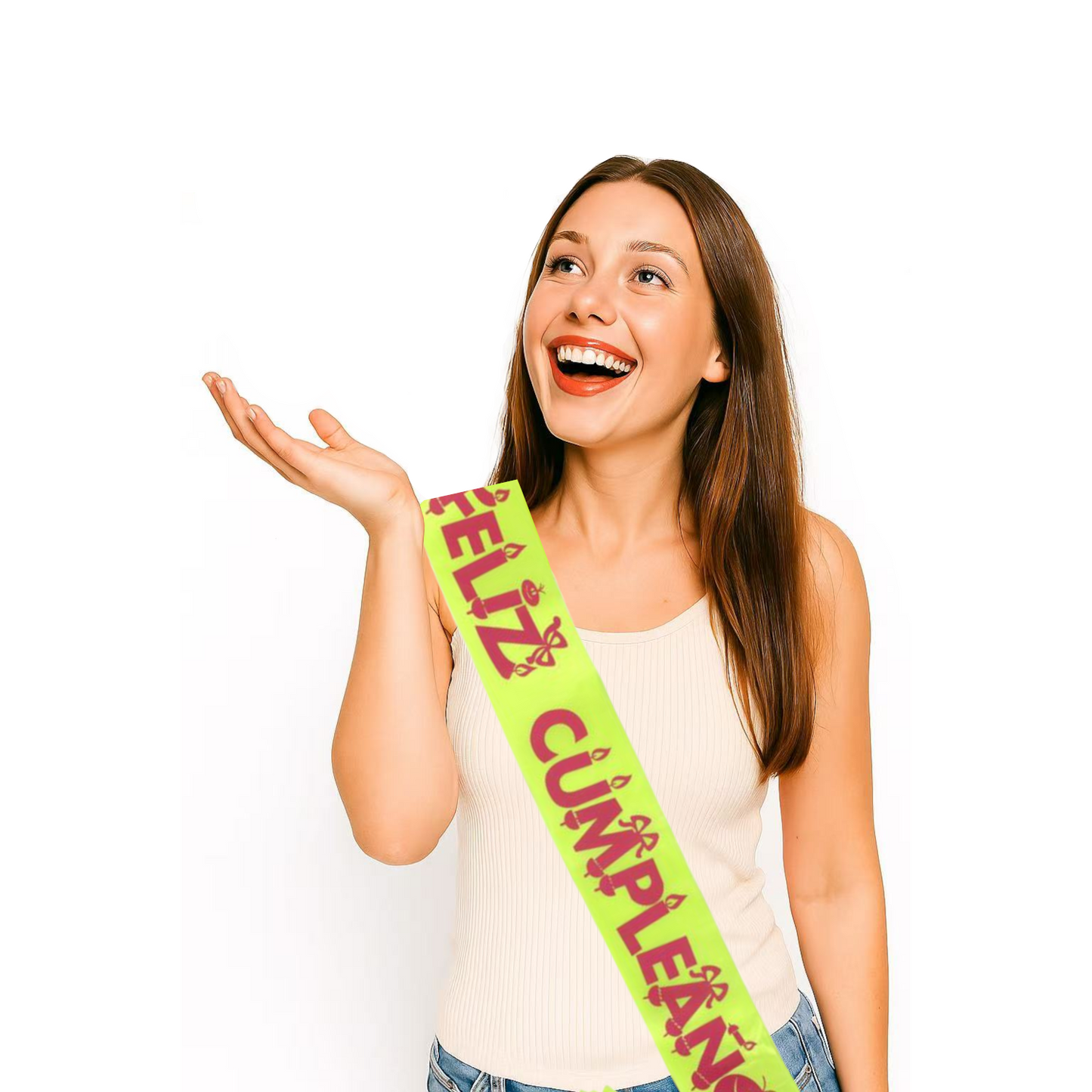 Home Universal® Banda Feliz Cumpleaños – Cinta Decorativa para Fiesta y Photocall, Accesorio para Mujer, Hombre y Niños, Diseño Elegante con Letras Doradas, Ideal para Celebraciones y Sesiones de Fotos (Con letra "Feliz cumpleaños" - 1 unidad)