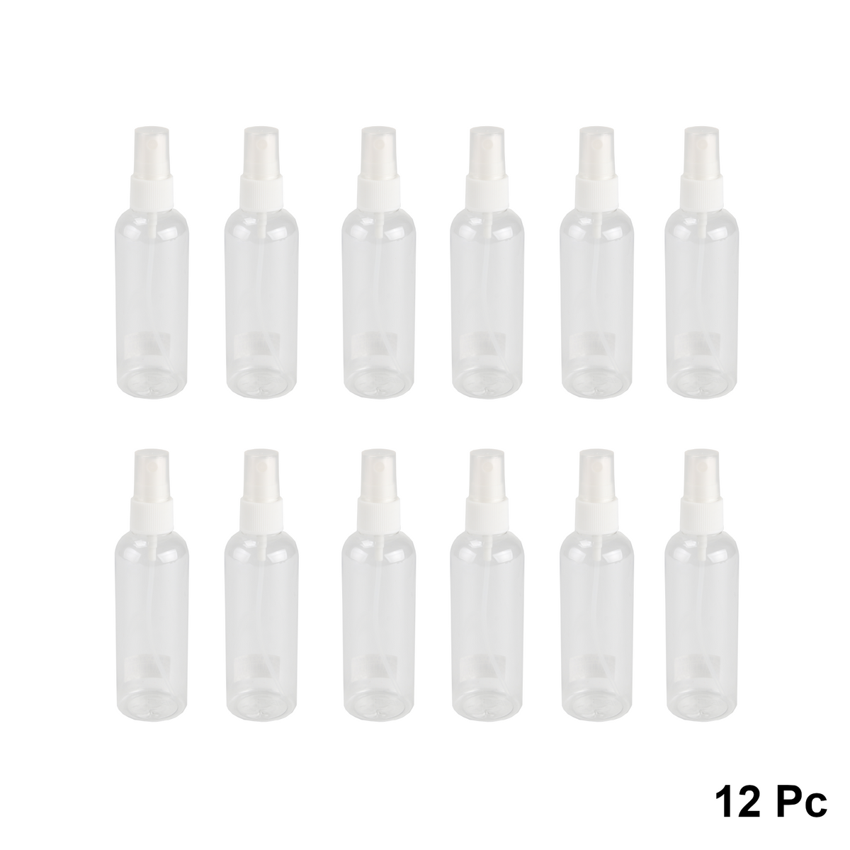 Home Universal® Botellas Vacías de Plástico con Pulverizador y Tapa Flip-Top, Reutilizables para Viaje, Cosméticos, Champú, Gel, Loción y Líquidos (100ml, Botella Pulverizadora (12 Uds))
