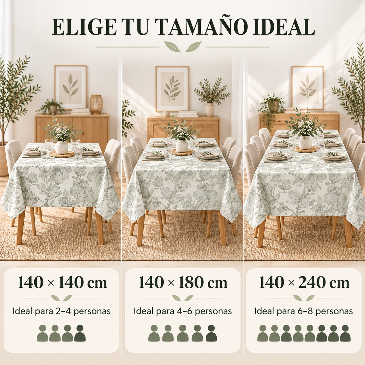 Home Universal® Mantel de Mesa Impermeable y Antimanchas, Tejido de Loneta con Efecto Lino , Liso o Estampado, para Cocina y Comedor (Flores Botánicas)
