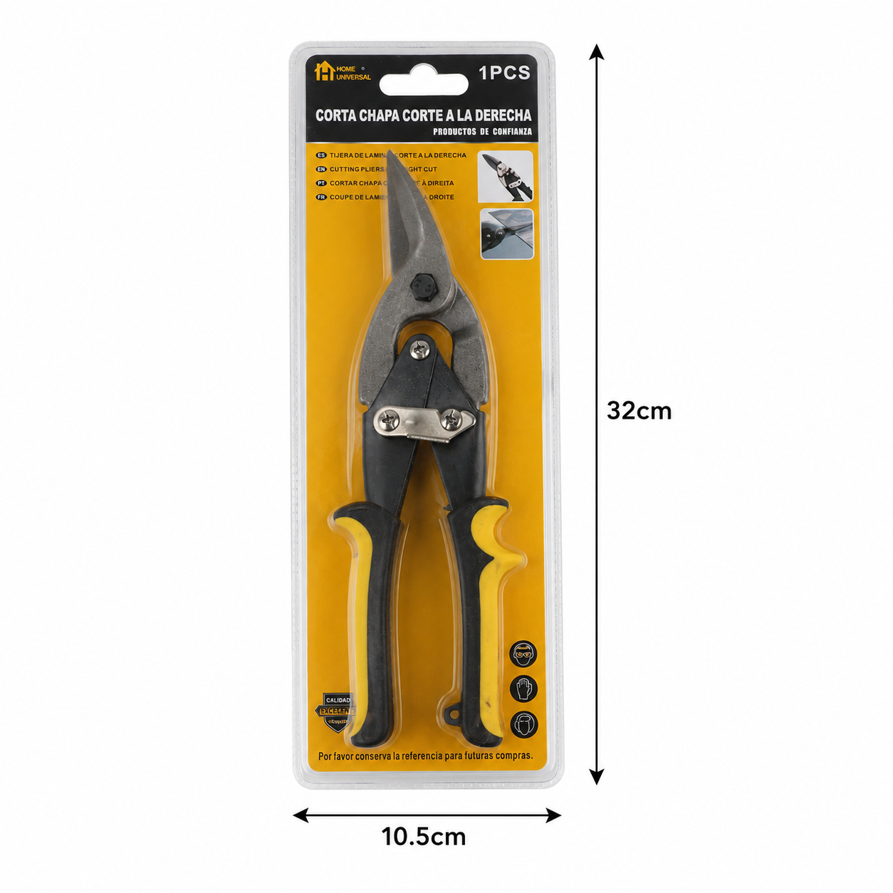 Home Universal® Tijeras Cortachapas Rectas Profesionales 25CM – Cizalla Manual para Cortar Chapa Metálica, Acero, Aluminio y PVC – Herramienta de Bricolaje y Construcción