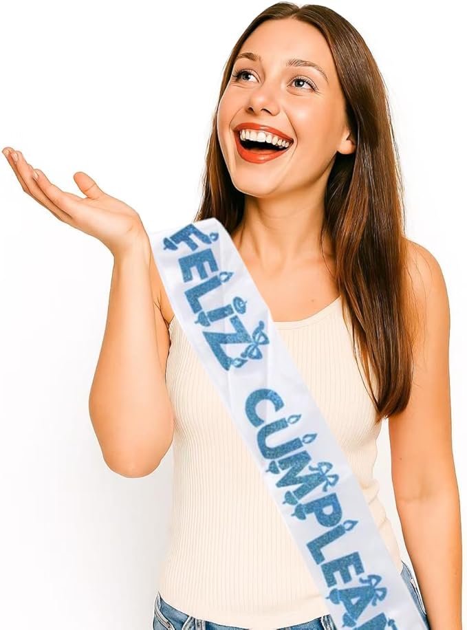 Home Universal® Banda Feliz Cumpleaños – Cinta Decorativa para Fiesta y Photocall, Accesorio para Mujer, Hombre y Niños, Diseño Elegante con Letras Doradas, Ideal para Celebraciones y Sesiones de Fotos (Estampado - 1 unidad)