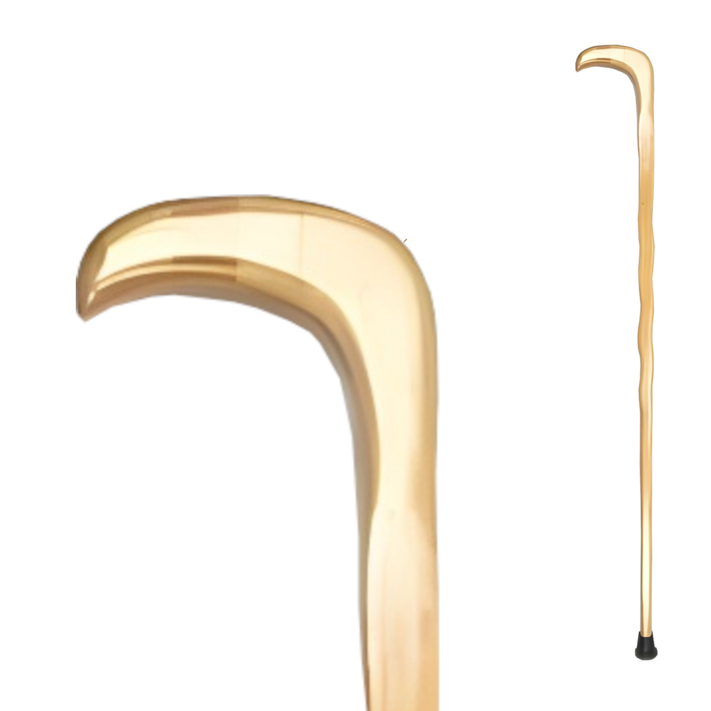 Home Universal® Bastón Ergonómico Antideslizante – Madera Clásica – Ligero, Resistente y Extensible – Ideal para Adultos Mayores, Rehabilitación y Seguridad al Caminar (Bastón Curvo Ondulado)
