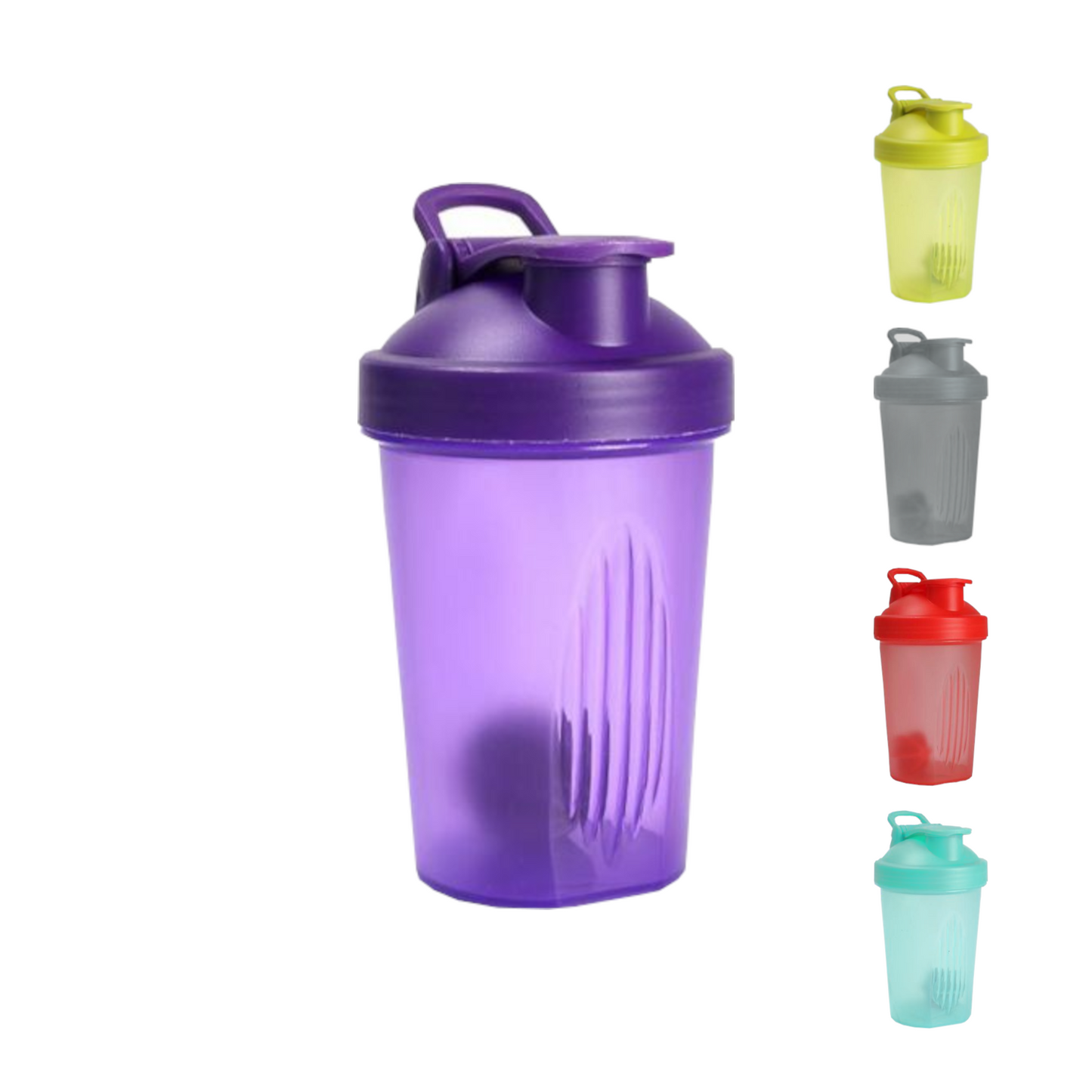 Home Universal® Botella Shaker 400ml con Mixball – Agitadora para Proteínas en Polvo, Sin Fugas, Plástico Resistente con Tapa, Ideal para Fitness, Gimnasio y Deportes