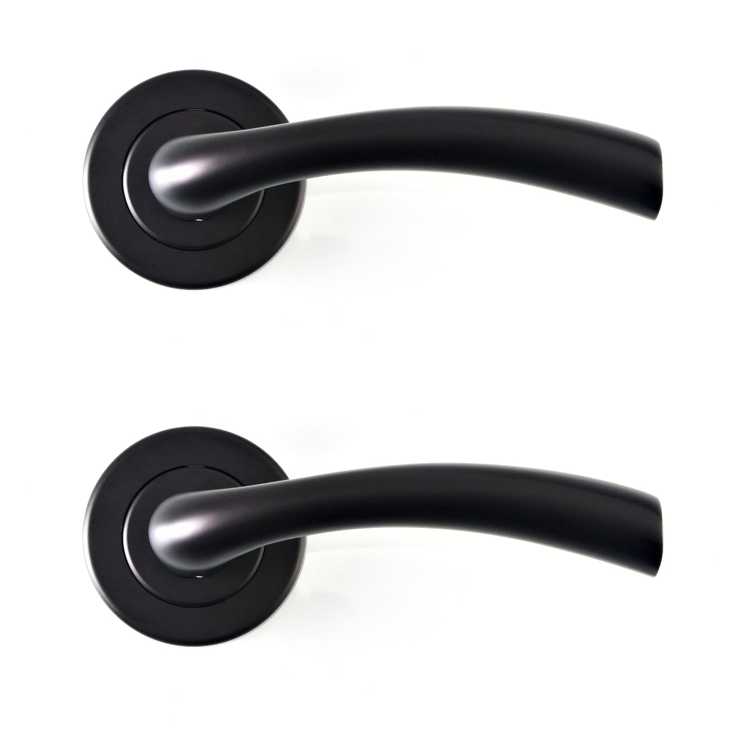Home Universal® 2 Juegos de Manillas de Puerta Negro Mate, juego de manijas de puerta interiores para el hogar y la oficina,moderno mango de puerta interior negro (Negro Mate 2 (2 Juegos))