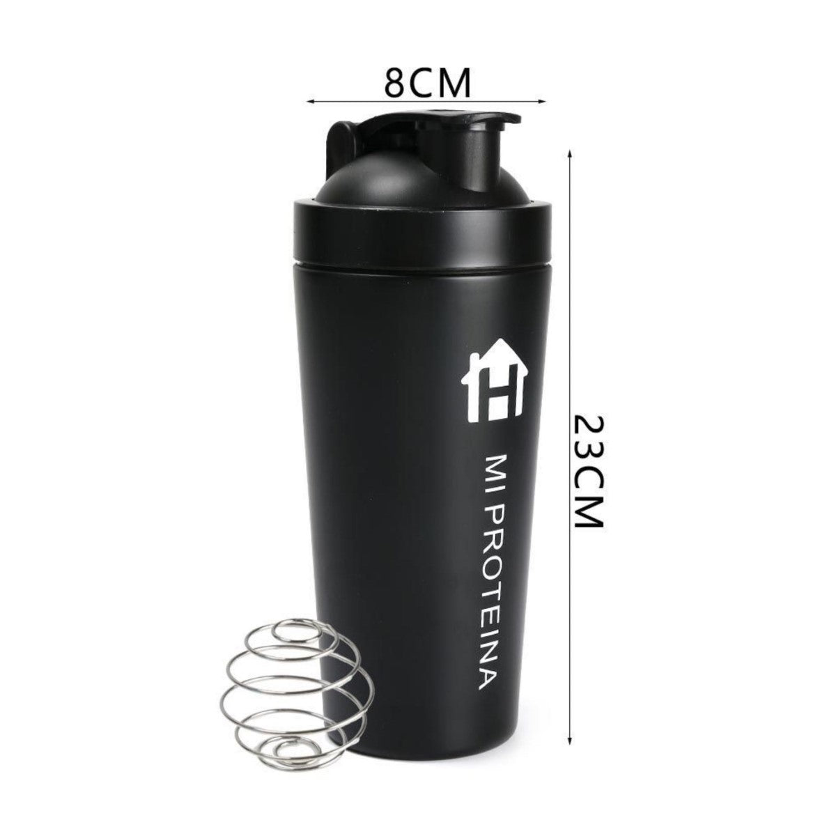 Home Universal® 750ML Botella Gim Shaker de Acero Inoxidable | BPA Free con Mezclador de Tapa Integrado | Vaso Gimnasio con Medidor | Apto para Lavavajillas | Vaso Proteína (Negro)