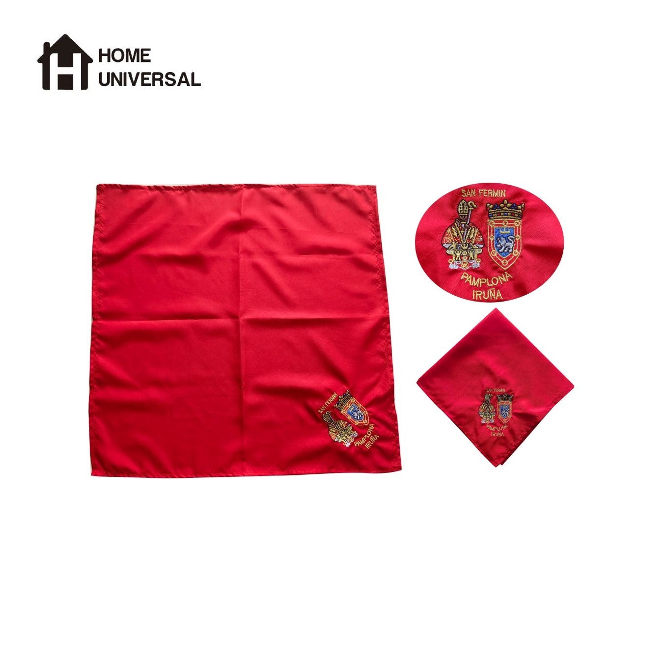 Home Universal ® - Pack de 12 Pañuelos Rojos San Fermín (50 cm) | Símbolo de la Fiesta de Pamplona, Accesorio Tradicional para Celebraciones (Patrón de Pamplona)