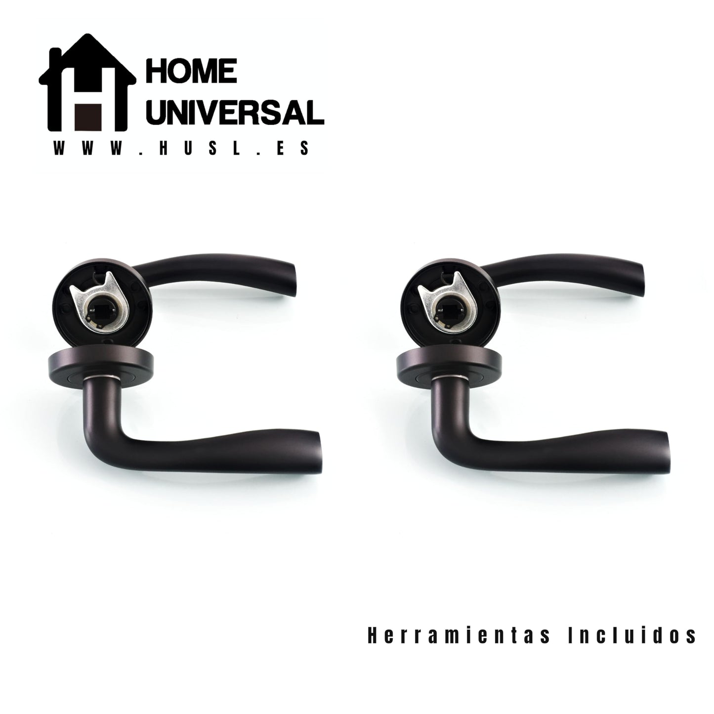Home Universal® 2 Juegos de Manillas de Puerta Negro Mate, juego de manijas de puerta interiores para el hogar y la oficina,moderno mango de puerta interior negro (Negro Mate 2 (2 Juegos))