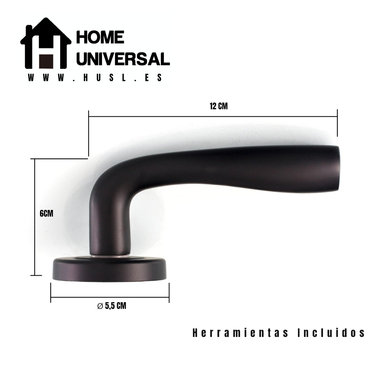 Home Universal® 2 Juegos de Manillas de Puerta Negro Mate, juego de manijas de puerta interiores para el hogar y la oficina,moderno mango de puerta interior negro (Negro Mate 2 (2 Juegos))