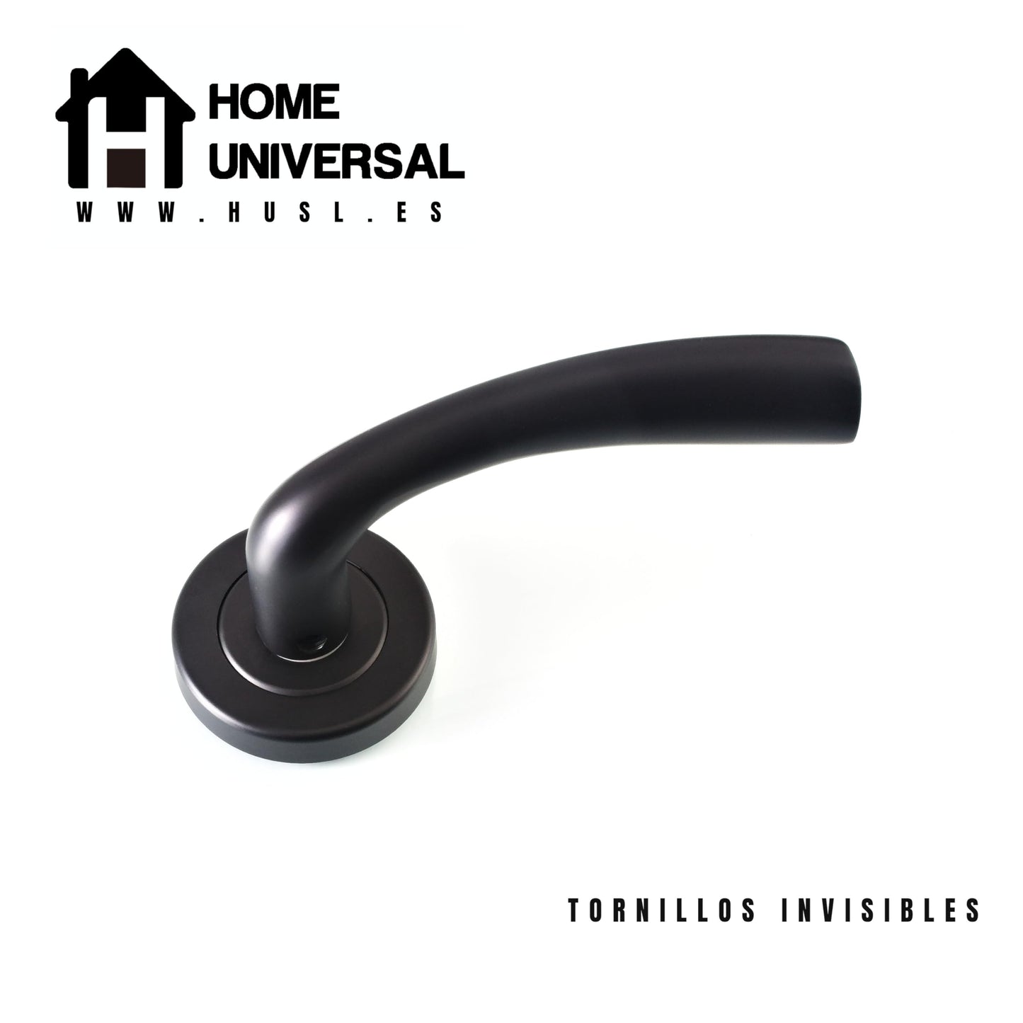 Home Universal® 2 Juegos de Manillas de Puerta Negro Mate, juego de manijas de puerta interiores para el hogar y la oficina,moderno mango de puerta interior negro (Negro Mate 2 (2 Juegos))