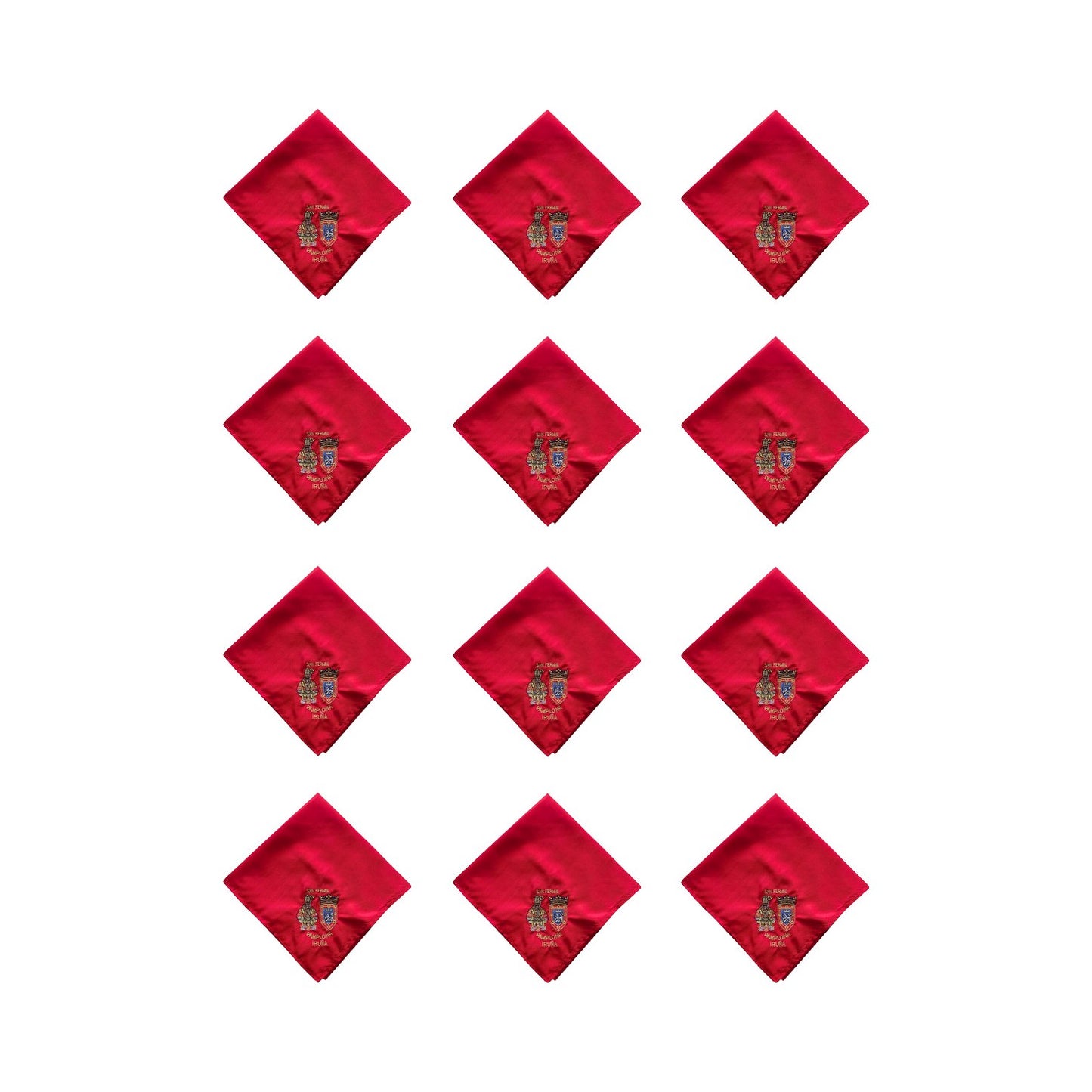 Home Universal ® - Pack de 12 Pañuelos Rojos San Fermín (50 cm) | Símbolo de la Fiesta de Pamplona, Accesorio Tradicional para Celebraciones (Patrón de Pamplona)