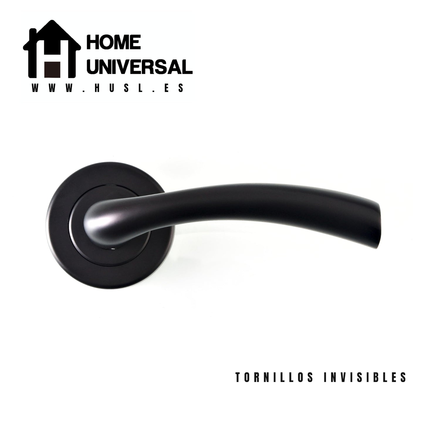 Home Universal® 2 Juegos de Manillas de Puerta Negro Mate, juego de manijas de puerta interiores para el hogar y la oficina,moderno mango de puerta interior negro (Negro Mate 2 (2 Juegos))